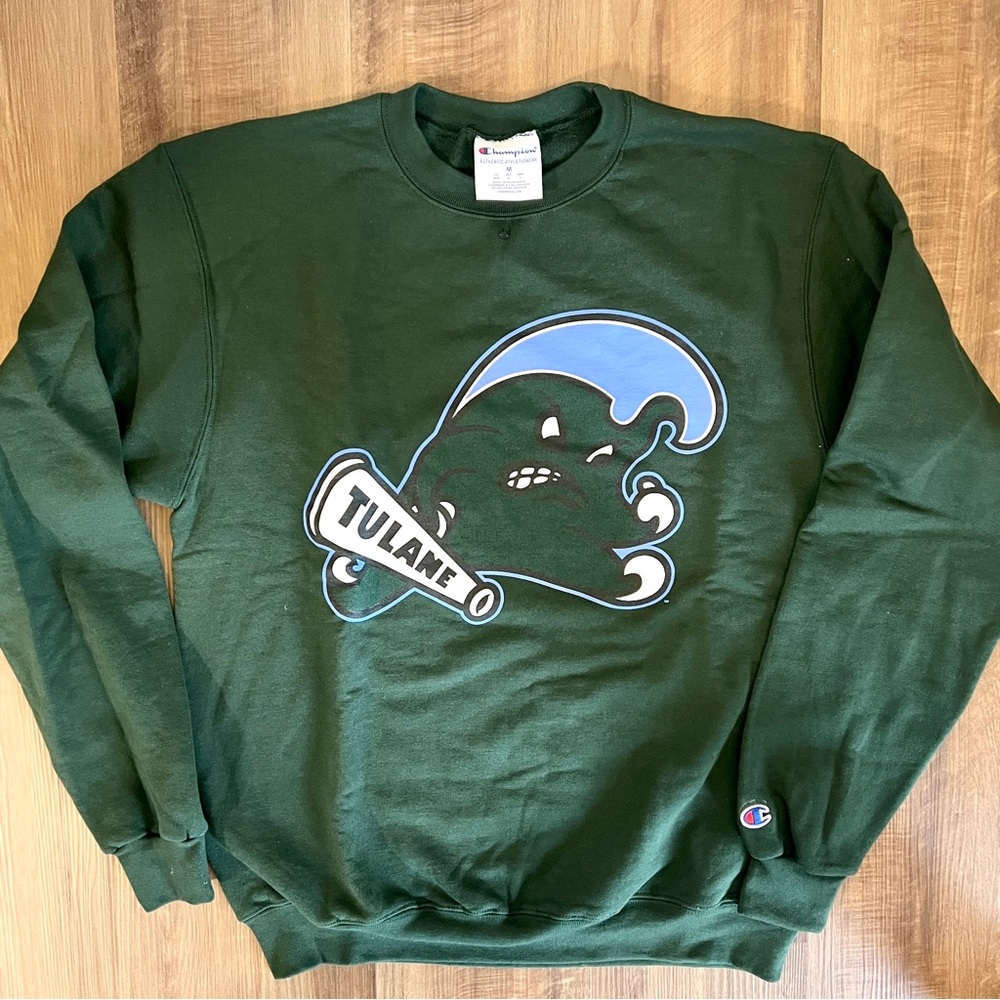 Champion Tulane Green Crewneck Sweater